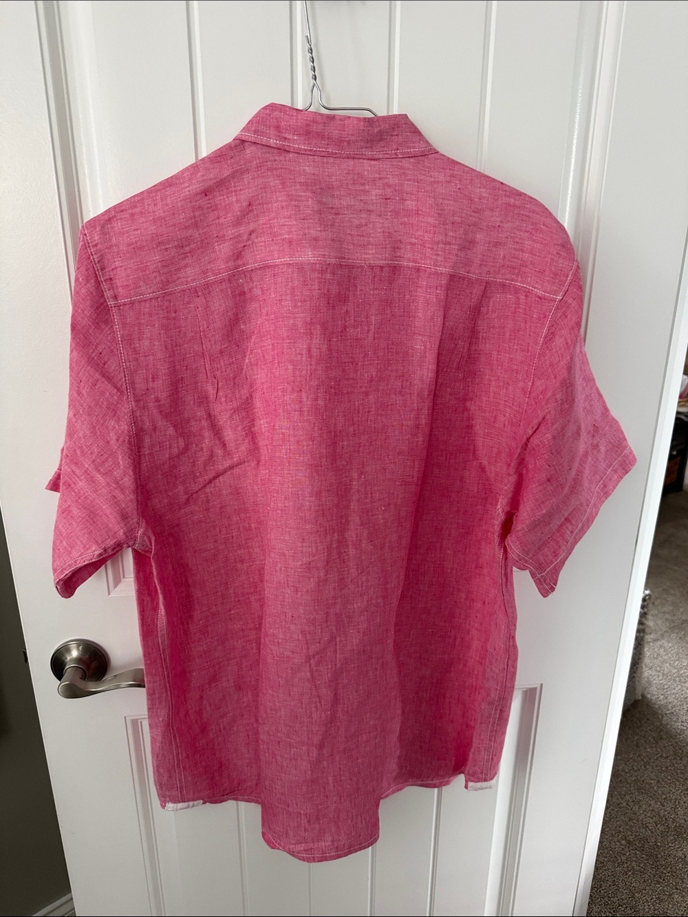 Tommy Bahama Pink Short-Sleeve Linen Blend Button-Up Shirt - Picture 5 of 6